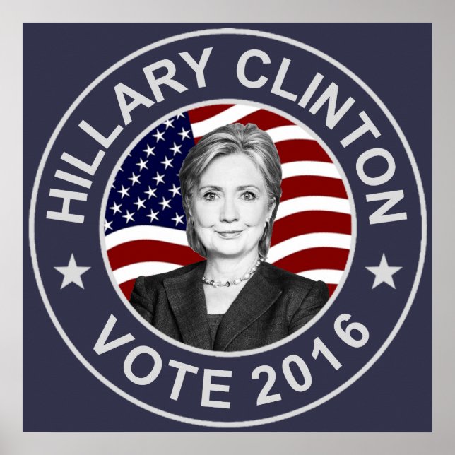 Hillary Clinton US Flagga Poster (Framsidan)