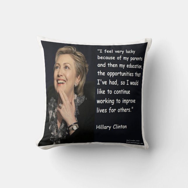 Hillary Clinton "Utbildning & Föräldrar" Citat Kud Kudde (Framsida)