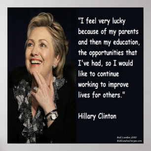 Hillary Clinton "Utbildning & Föräldrar" Citat Pos Poster