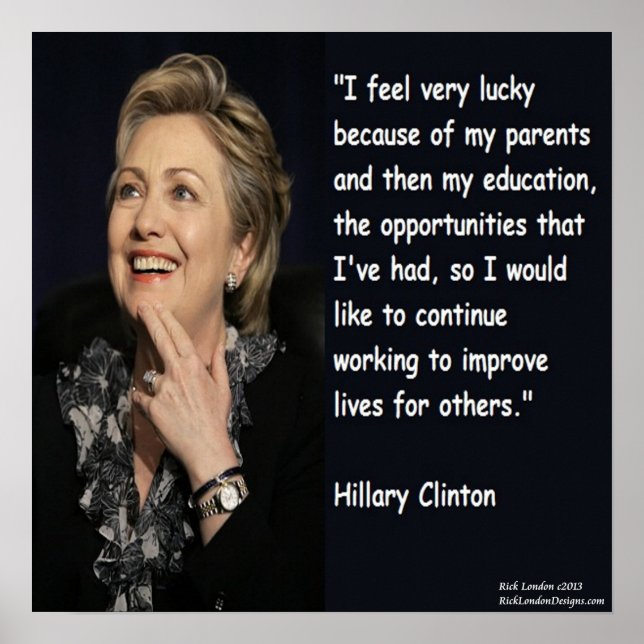 Hillary Clinton "Utbildning & Föräldrar" Citat Pos Poster (Framsidan)