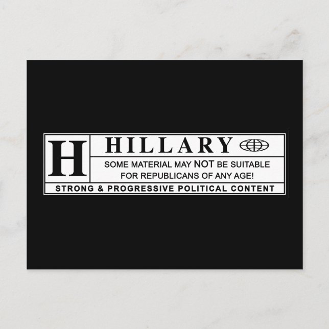 Hillary Clinton-varningsetikett Vykort (Framsida)