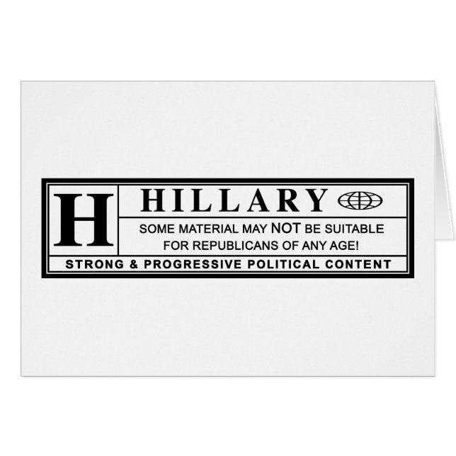 Hillary Clinton-varningsmärkning OBS Kort (Framsidan Horizontal)