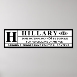 Hillary Clinton-varningsmärkning Poster