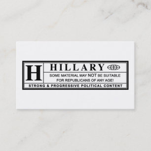 Hillary Clinton-varningsmärkning Visitkort