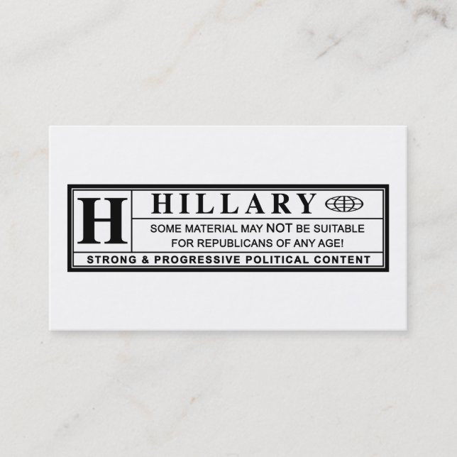 Hillary Clinton-varningsmärkning Visitkort (Framsida)