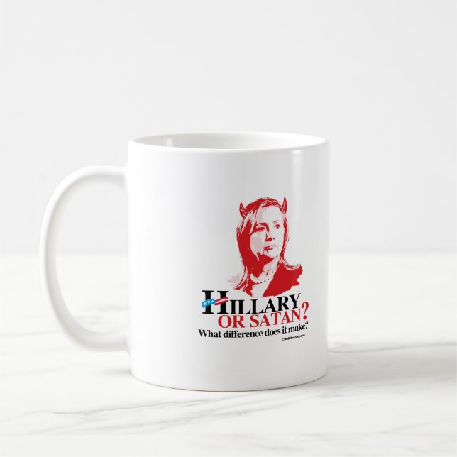 Hillary eller Satan - vilken skillnad Kaffemugg (Vänster)