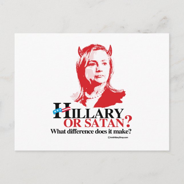 Hillary eller Satan - vilken skillnad. Vykort (Framsida)