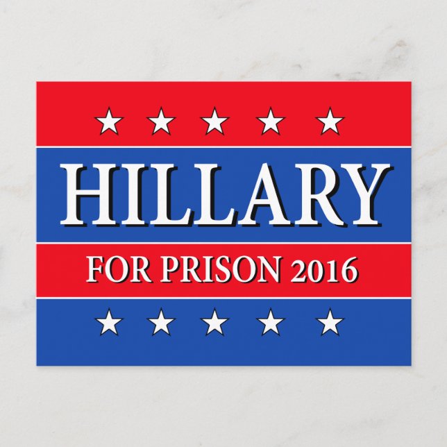 "HILLARY FÖR FÄNGELSET 2016 ", VYKORT (Framsida)