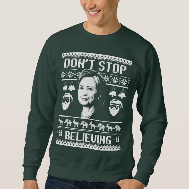 Hillary jul - inte stoppa att tro - vit - lång ärmad tröja (Framsida)