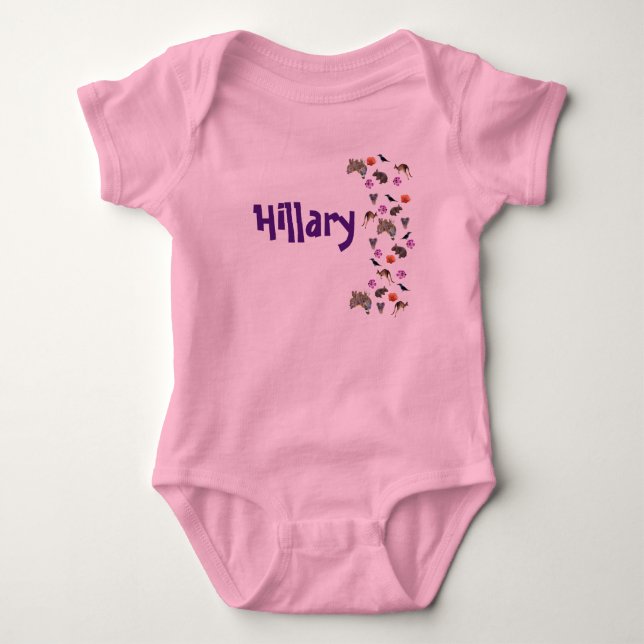 Hillary, Namnlogotyp Med Australisk Vilda Djur,  T Shirt (Framsida)
