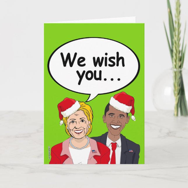 Hillary och Obama julkort - vi önskar dig Ame Helgkort (Framsida)
