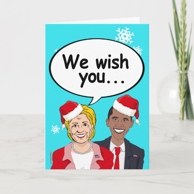 Hillary och Obama julkort - vi önskar dig Ame Helgkort (Framsida)