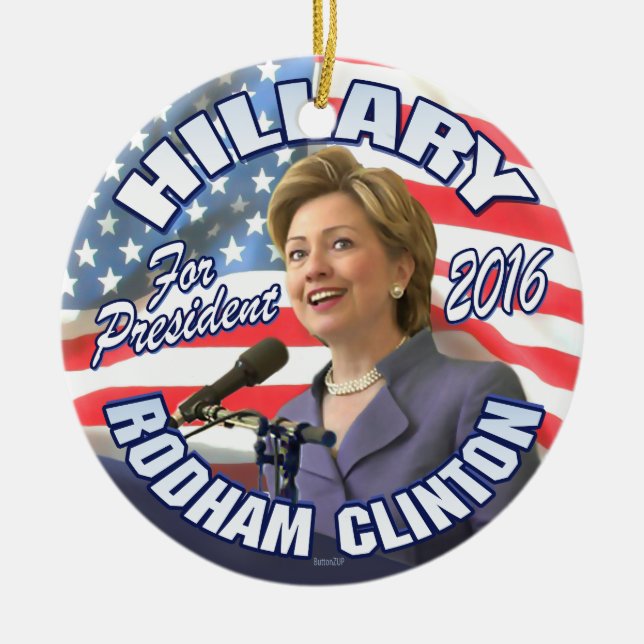 Hillary Rodham Clinton 2016 Julgransprydnad Keramik (Framsidan)