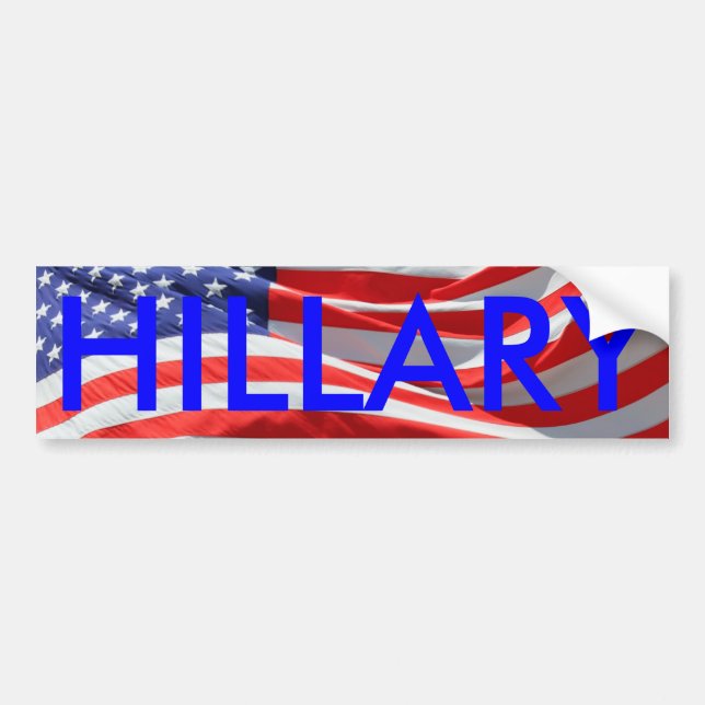 Hillary Running for President, American Flagga Bildekal (Framsidan)