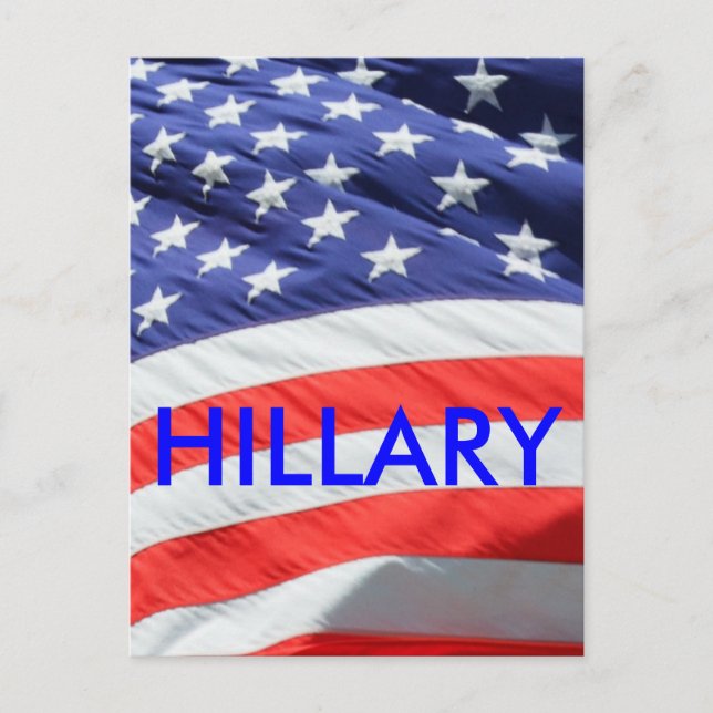 Hillary Running for President, American Flagga Vykort (Framsida)