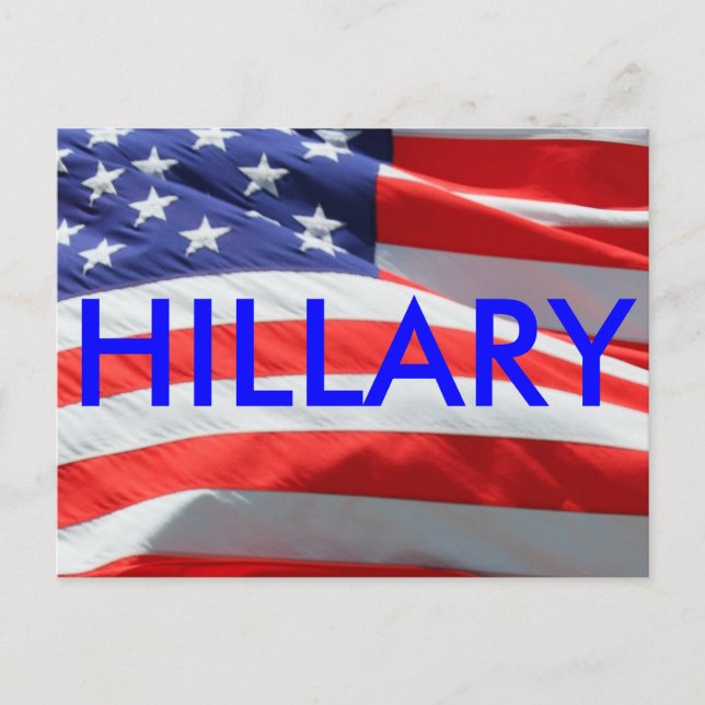 Hillary Running for President, American Flagga Vykort (Framsida)