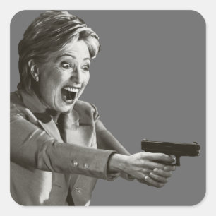 Hillary Shooter Fyrkantigt Klistermärke