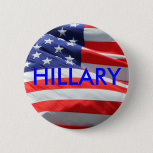 Hillary spring för presidentamerikanska flaggan knapp