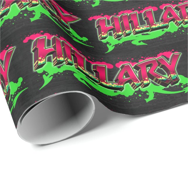 Hillary Vorname Name Graffiti red green Presentpapper (Rullad Hörn)