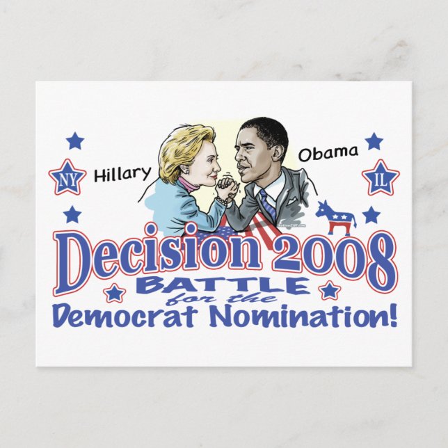Hillary vs Obama Postcard  Vykort (Framsida)