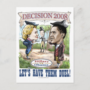 Hillary vs Obama Postcard Vykort
