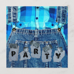 Hillbilly Party! Jean Overalls Pached och Duct Tap Inbjudningar