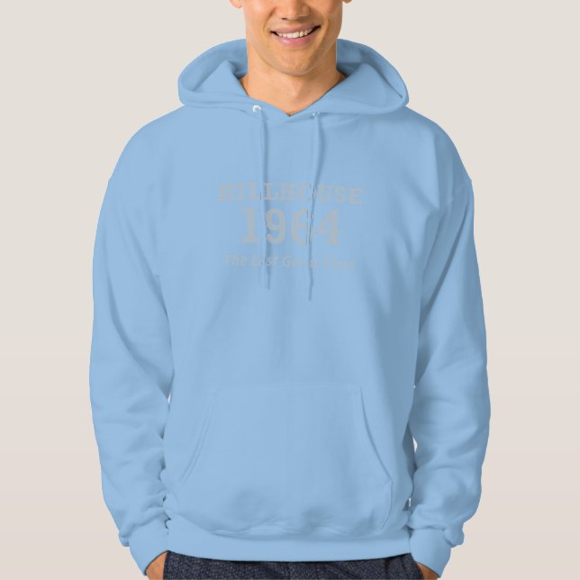 Hillhouse 64-marinblå hodie med handvärmare sweatshirt med luva (Framsida)