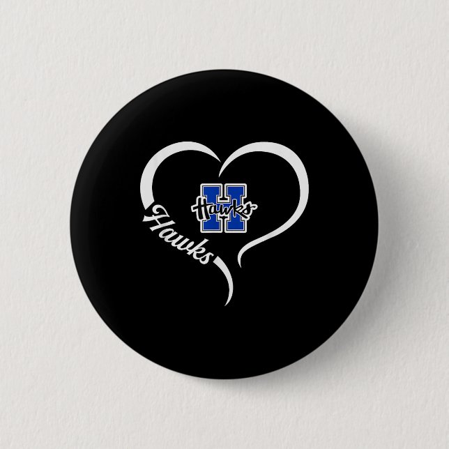 Hillsboro Hawks Logotyp Haleart Slogan Hårar Knapp (Framsida)