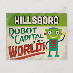 Hillsboro Oregon Robot - Lustig Vintage Vykort