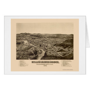 Hillsborough panorama- karta för NH - 1884 Hälsningskort