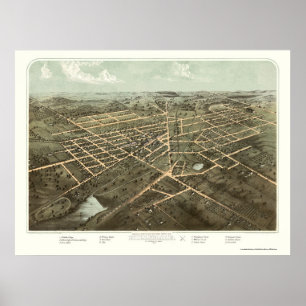 Hillsdale, MI Panoramic Karta - 1866 Poster