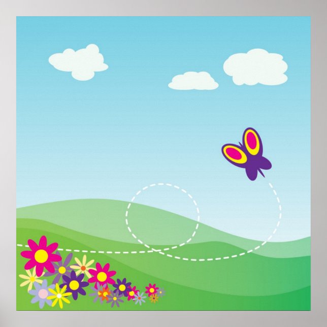 HILLSID MED SMÖR OCH BLOMMOR POSTER (Framsidan)