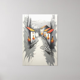 Hillside Village Pathway Canvastryck