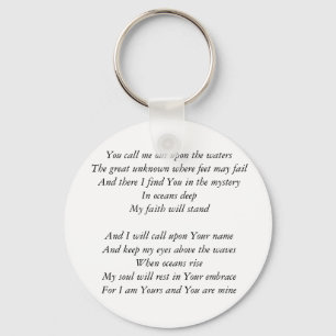 Hillsong United-Oceans lyrics Inspirational Nyckel Nyckelring