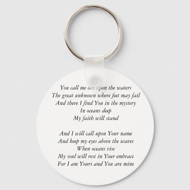 Hillsong United-Oceans lyrics Inspirational Nyckel Nyckelring (Framsida)