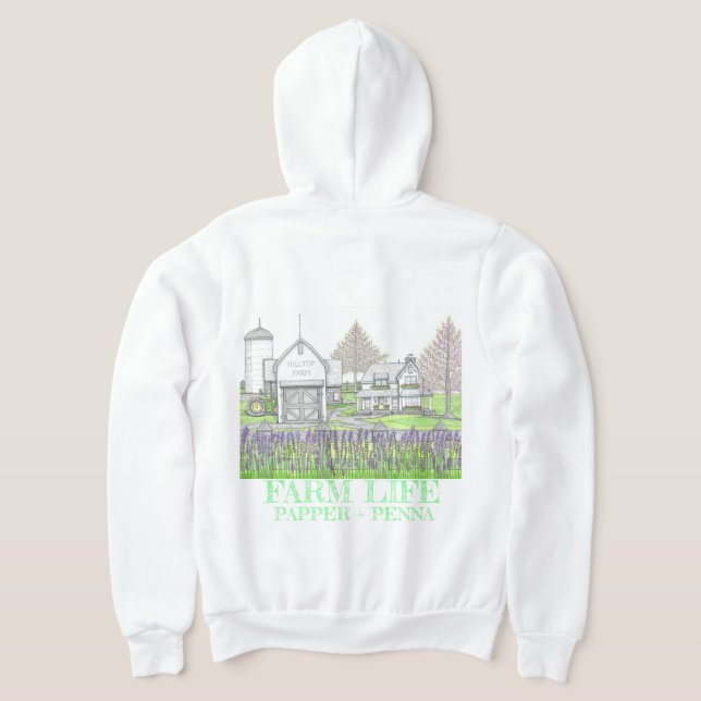 Hilltop Farm Hoodie T Shirt (Laydown Baksida)