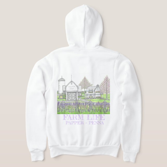 Hilltop Lila Farm Hoodie T Shirt (Laydown Baksida)