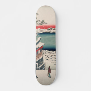 Hilltop Snö View Vintage Ukiyo-e Japanska Art Mini Skateboard Bräda 18,5 Cm
