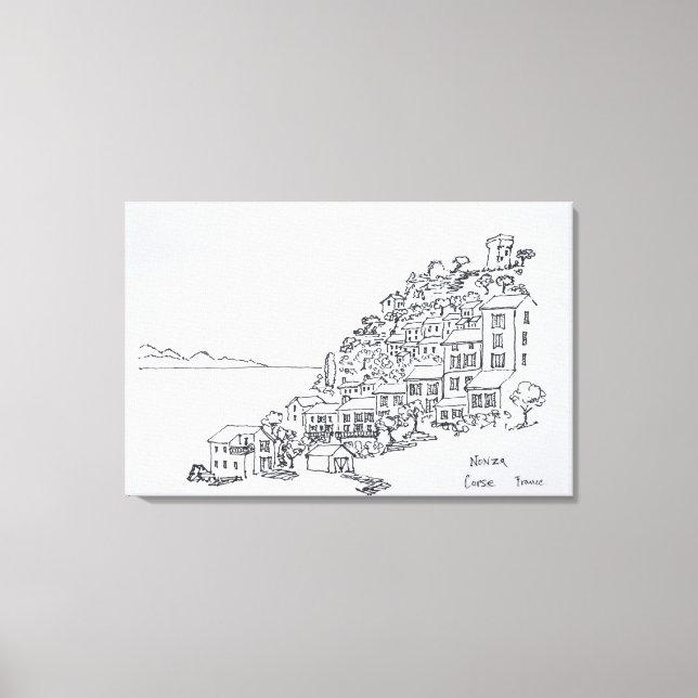 Hilltop Village of Nonza | Korsika, Frankrike Canvastryck (Framsida)