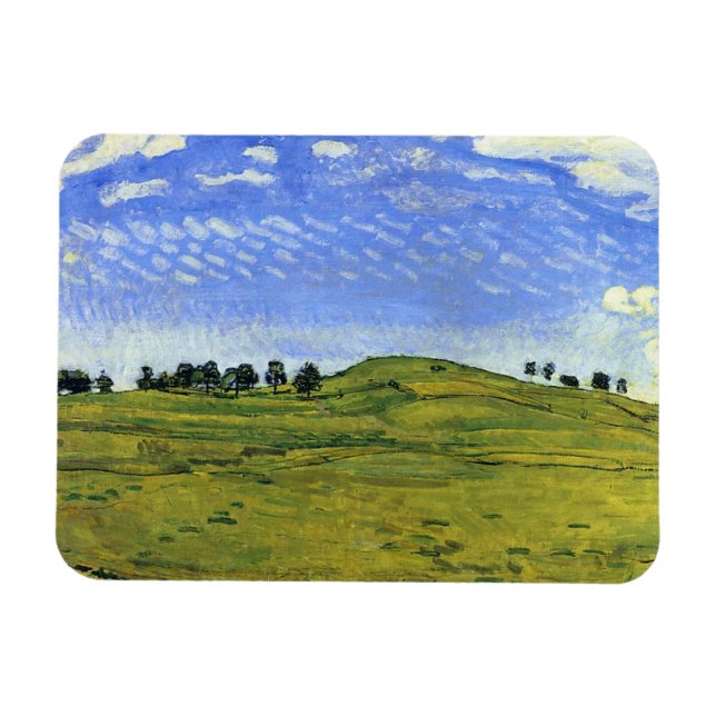 Hilly Ligcape with Ravens (av Ferdinand Hodler) Magnet (Horisontell)