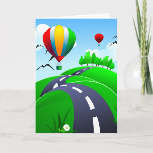 Hilly Road med ballonger, hälsningskort Kort