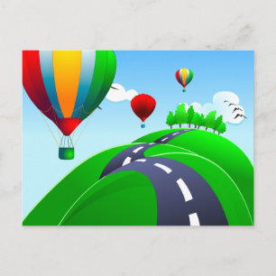 Hilly road med ballonger, vykort