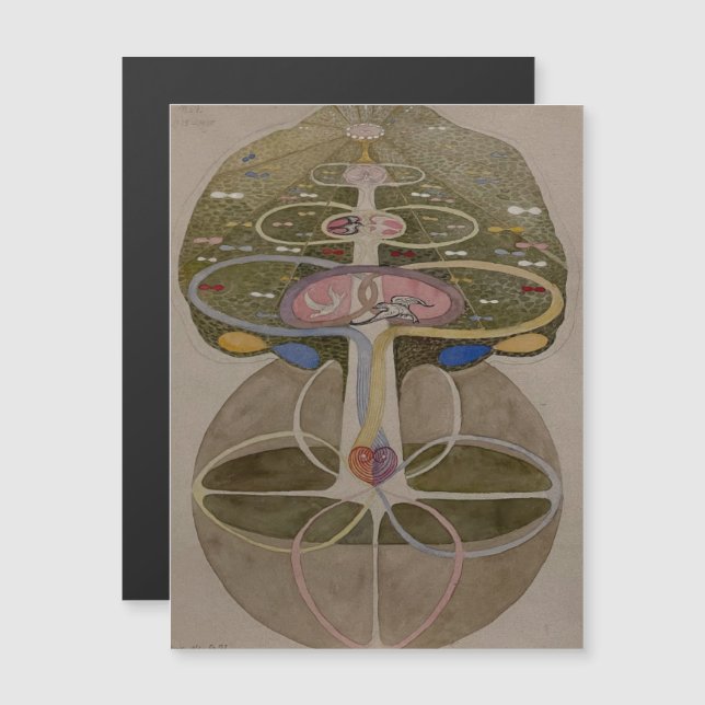 Hilma Af Klint, Träd of Knowledge No1 Abstrakt Art Magnetisk Inbjudningskort (Fram/baksida)
