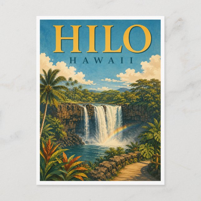 Hilo Hawaii Rainbow Falls GeoSaga Vykort (Framsida)