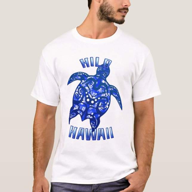 Hilo Hawaii Vacation Tribal Turtle T Shirt (Framsida)
