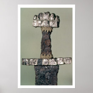 Hilt of a Viking-svärd som hittats i Hedeby, Danma Poster