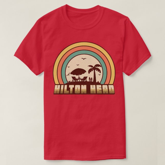 Hilton Head Beach Retro Sunset Stil T Shirt (Design framsida)