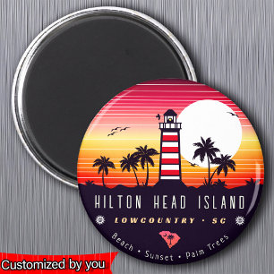 Hilton Head fyr SC Retro Sunset Souvenirs Magnet