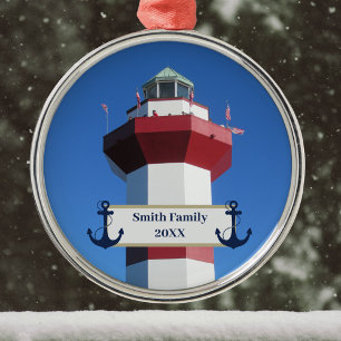 Hilton Head Harbour Town Lighthouse och Anchor Julgransprydnad Metall