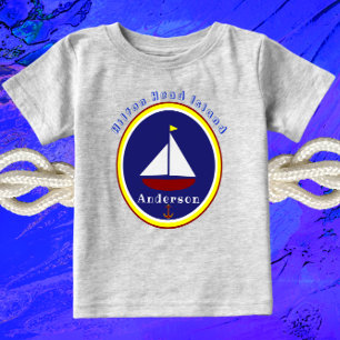 Hilton Head Island Cute Sailboat Anchor och Namn T Shirt